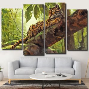 Clouded Leopard 4 Panels Paint By Numbers