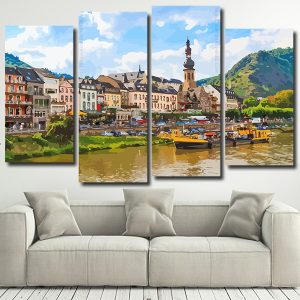 Cochem Town Germany 4 Panels Paint By Numbers