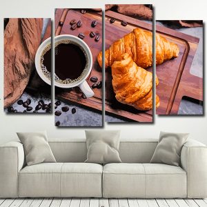 Coffee And Croissants 4 Panels Paint By Numbers