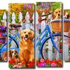 Cute Dogs 4 Panels Paint By Numbers