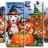 Cute Halloween Puppies 4 Panels Paint By Numbers