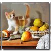 Cute Kitty On The Table 3 Panels Paint By Numbers