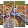 Cute Lions 4 Panels Paint By Numbers