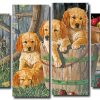 Cute Puppies 4 Panels Paint By Numbers