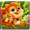 Cute Squirrels 3 Panels Paint By Numbers