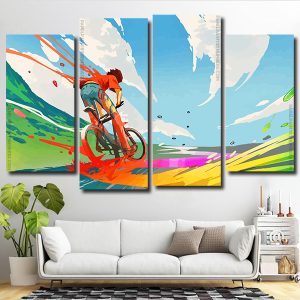 Cyclist Art 4 Panels Paint By Numbers