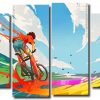 Cyclist Art 4 Panels Paint By Numbers