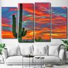 Desert Cactus Sunset 4 Panels Paint By Numbers