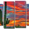 Desert Cactus Sunset 4 Panels Paint By Numbers