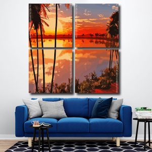 Desert Oasis At Sunset Square Panels Paint By Numbers