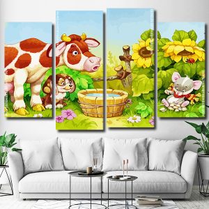 Farm Animals 4 Panels Paint By Numbers