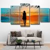 Girl Walking On Beach Silhouette 5 Panels Paint By Numbers