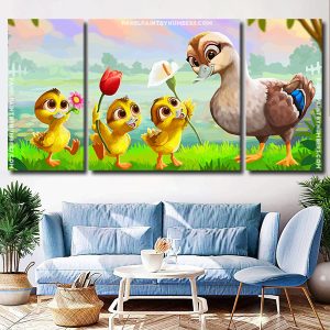 Happy Ducks Family 3 Panels Paint By Numbers