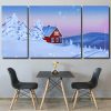 House Snow Winter Landscape 3 Panels Paint By Numbers