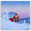 House Snow Winter Landscape 3 Panels Paint By Numbers