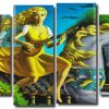 Musician Lady 4 Panels Paint By Numbers