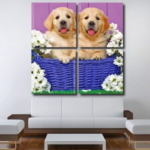 Puppies In Basket Square Panels Paint By Numbers