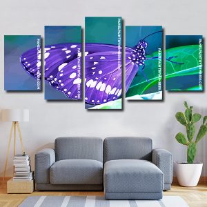 Purple Butterfly 5 Panels Paint By Numbers