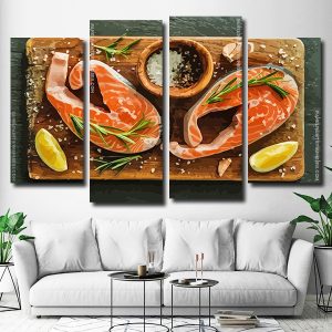 Salmon Fish 4 Panels Paint By Numbers