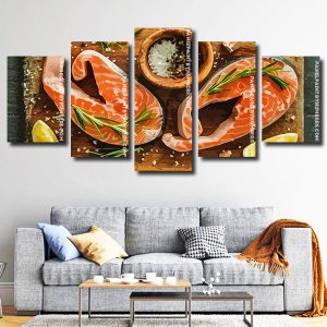 Salmon Fish 5 Panels Paint By Numbers