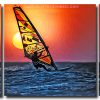 Silhouette Windsurfing At Sunset 3 Panels Paint By Numbers