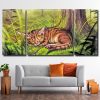 Sleepy Wild Cat 3 Panels Paint By Numbers