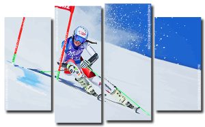 Snow Skiing Art 4 Panels Paint By Numbers