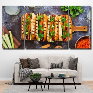 Tasty Hot Dog 3 Panels Paint By Numbers