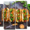 Tasty Hot Dog 4 Panels Paint By Numbers