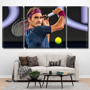 Tennis Player Roger Federer 3 Panels Paint By Numbers