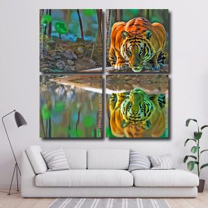 Tiger Reflection Square Panels Paint By Numbers