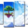 Tree Floating Between Clouds 4 Panels Paint By Numbers