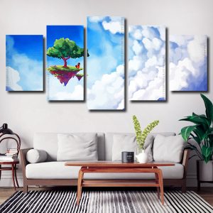 Tree Floating Between Clouds 5 Panels Paint By Numbers