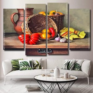 Vegetable Basket 4 Panels Paint By Numbers