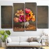 Vintage Flowers Art 4 Panels Paint By Numbers