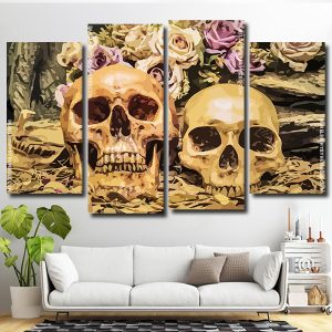 Vintage Skulls 4 Panels Paint By Numbers