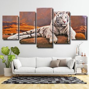 White Tiger 5 Panels Paint By Numbers