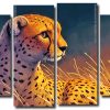 Wild Cheetah 4 Panels Paint By Numbers