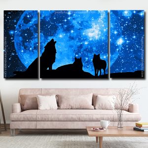 Wolves Silhouette 3 Panels Paint By Numbers