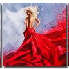 Woman In Red Dress 3 Panels Paint By Numbers