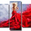 Woman In Red Dress 5 Panels Paint By Numbers