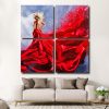 Woman In Red Dress Square Panels Paint By Numbers