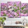 Woman In A Field Of Pink Flowers 4 Panels Paint By Numbers