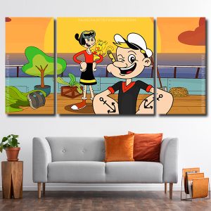 Young Popeye And Olive 3 Panels Paint By Numbers