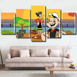 Young Popeye And Olive 5 Panels Paint By Numbers