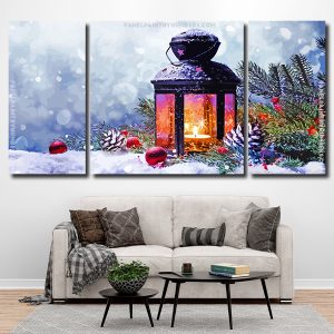 Winter Christmas Snow Lantern 3 Panels Paint By Numbers