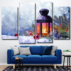 Winter Christmas Snow Lantern 4 Panels Paint By Numbers