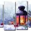 Winter Christmas Snow Lantern 4 Panels Paint By Numbers