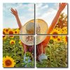 Woman Enjoying Sunflowers Square Panels Paint By Numbers