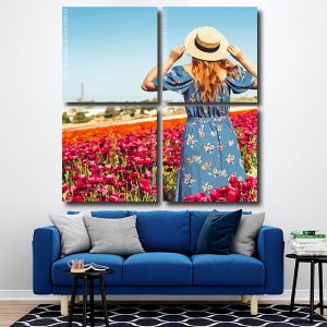 Woman In A Field Of Flowers Square Panels Paint By Numbers